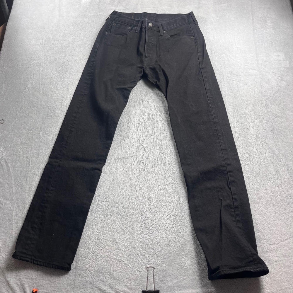Levis 501 Original Fit Black Jeans Mens 30x32 Straight Leg Button Fly Stretch